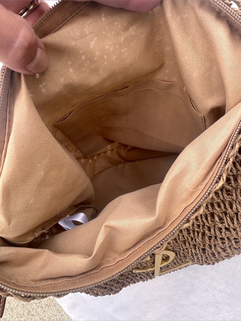 Yves Saint Laurent Brown Woven Shoulder Bag with Gold Logo - Picture 6 of 10